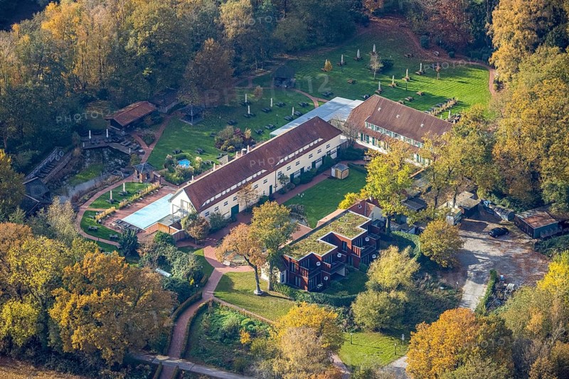 Aerial view, Sternholz Estate, hotel in the forest, Uentrop, Hamm, Ruhr area, North Rhine-Westphalia, Germany