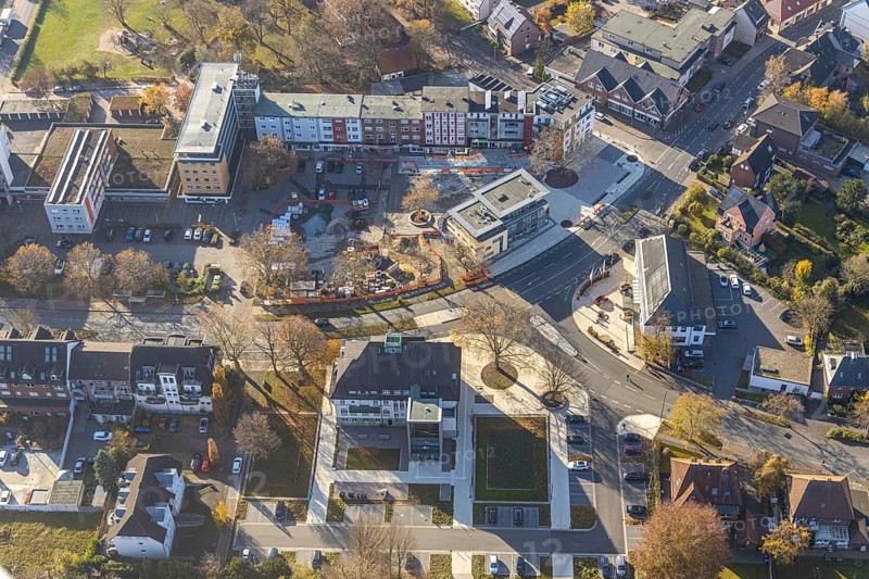 Aerial view, Heessener Markt, Bürgeramt Heessen, &lt, amtsstraße, Heessen, Hamm, Ruhr area, North Rhine-Westphalia, Germany, DE, Europe, birds-eyes view, aerial photograph, aerial photography, aerial photography, overview, overview, bird's eye view