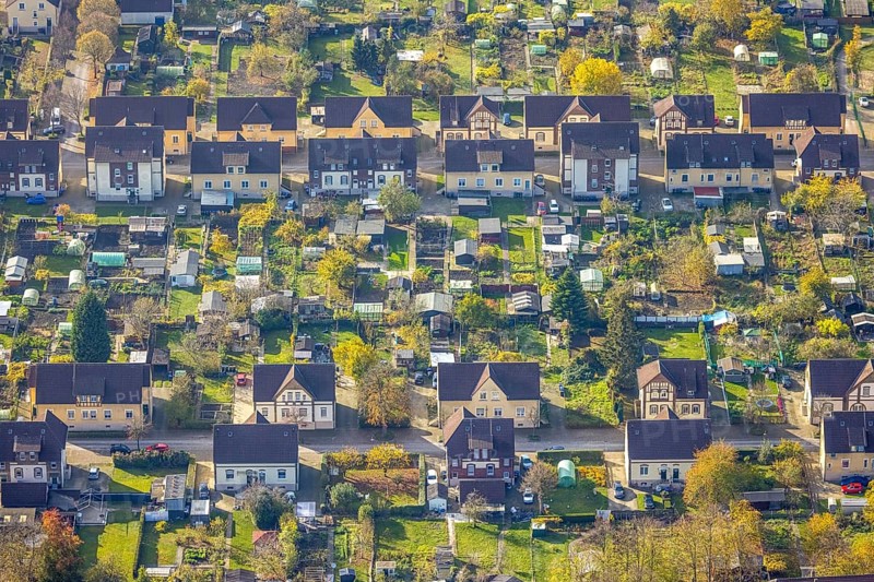 Aerial view, mining estate, Robertstraße, Dr.-Wendel-Straße, Pelkum, Hamm, Ruhr area, North Rhine-Westphalia, Germany, DE, Europe, property tax, real estate, aerial view, aerial photography, aerial photography, overview, bird's-eye view, housing estate, housing and living, residential area, residential buildings, housing quality, residential neighbourhood, housing estate, birds-eyes view, overview