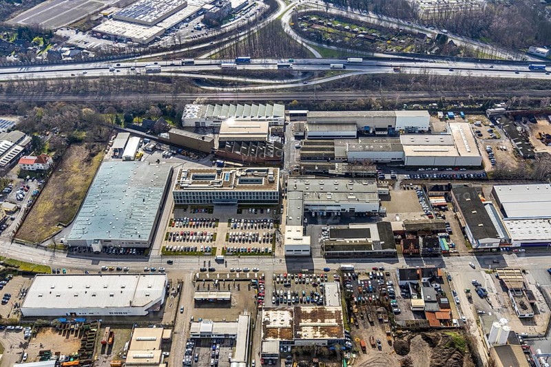 Aerial photo, Vulkan plant, industrial area between motorway A42 / federal road B226 and Rhine-Herne Canal, Herne, Ruhr area, North Rhine-Westphalia, Germany, DE, Europe, birds-eyes, view, aerial photograph, aerial photography, aerial photography, overview, overview, bird's eye view, industry, trade, economy, commercial enterprise, production, trade, waterway, shipping, transport, logistics, goods movement, ships, waters