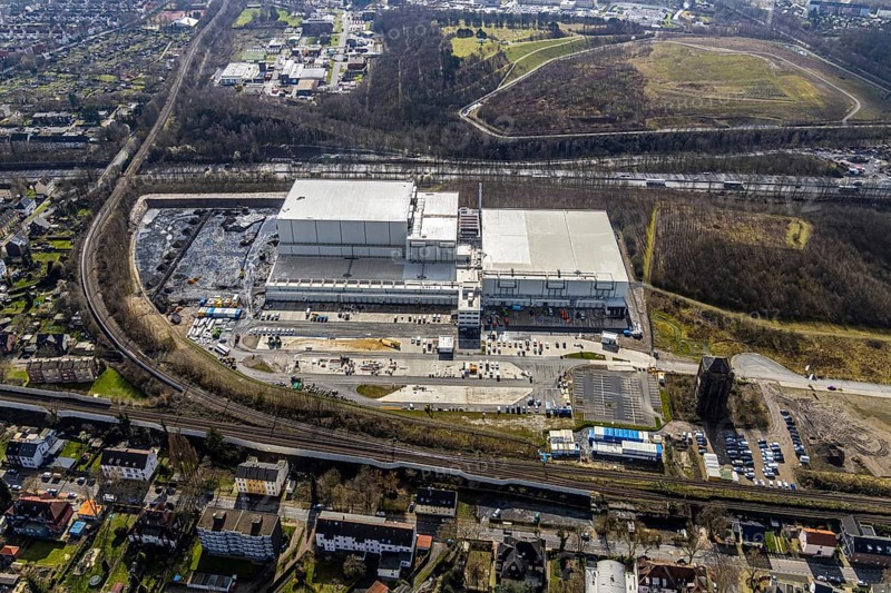 Aerial view, frozen food logistics company Nordfrost on the site of the former colliery Unser Fritz Schacht 1, Herne, Ruhr area, North Rhine-Westphalia, Germany, DE, Europe, birds-eyes, view, aerial photograph, aerial photography, aerial photography, overview, overview, bird's eye view, structural change, former, colliery