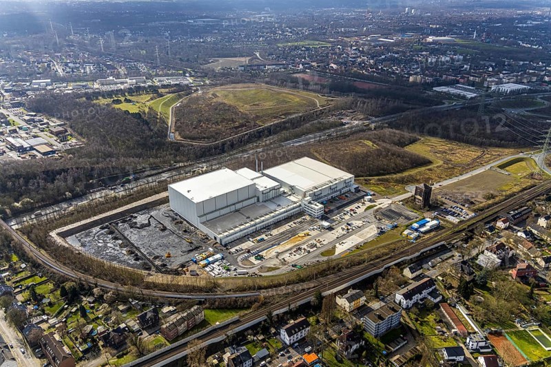 Aerial view, frozen food logistics company Nordfrost on the site of the former colliery Unser Fritz Schacht 1, Herne, Ruhr area, North Rhine-Westphalia, Germany, DE, Europe, birds-eyes, view, aerial photograph, aerial photography, aerial photography, overview, overview, bird's eye view, structural change, former, colliery