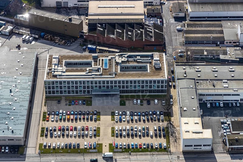Aerial photo, Vulkan plant, industrial area between motorway A42 / federal road B226 and Rhine-Herne Canal, Herne, Ruhr area, North Rhine-Westphalia, Germany, DE, Europe, birds-eyes, view, aerial photograph, aerial photography, aerial photography, overview, overview, bird's eye view, industry, trade, economy, commercial enterprise, production, trade, waterway, shipping, transport, logistics, goods movement, ships, waters