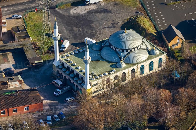 Aerial view, Ulu Mosque, herringen yeni ulu mocshe, Herringen, Hamm, Ruhr area, North Rhine-Westphalia, Germany, DE, Dortmunder Straße, Europe, religious community, aerial view, aerial photography, aerial photography, mosque, religion, overview, bird's-eye view, overview