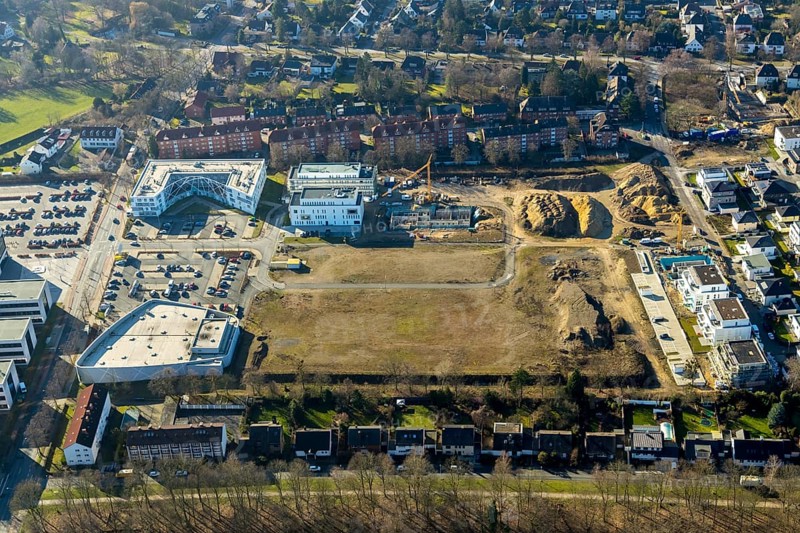 Aerial view, new development area SCI:Q Living, ParacelsusPark, Hamm-Lippstadt University, university campus, Bad Hamm, Hamm, Ruhr area, North Rhine-Westphalia, Germany, education, educational institution, DE, Europe, aerial view, aerial photography, aerial photography, Marker Allee, overview, university, bird's eye view, birds-eyes view, overview