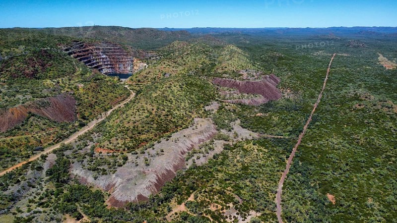 An abandoned uranium mine in the Australian vastness, photograped with a drone