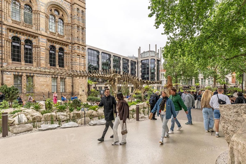 London, United Kingdom - 15 May 2025: Tourists and visitors entering the Natural History Museum