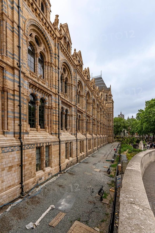 London, United Kingdom - 15 May 2025: Intricate details of the Natural History Museum walls