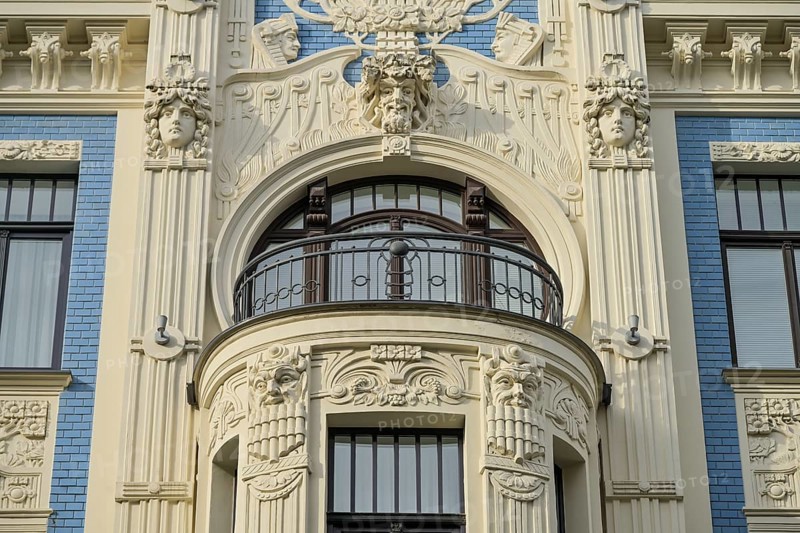 Art Nouveau residential building, Art Nouveau district, Alberta iela 8 - home of Michail Eisenstein, Alberta Iela, Old Town, Riga, Latvia
