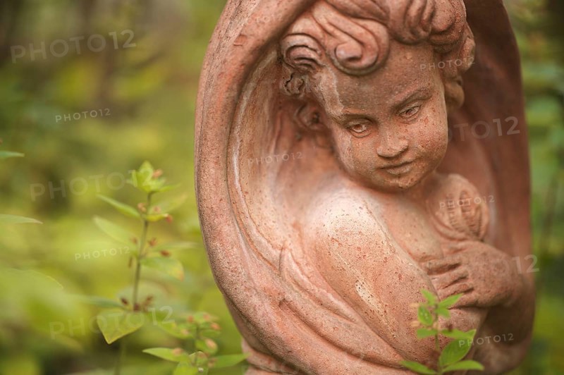 Terracotta statue, girl, garden, Stuttgart, Baden-Württemberg, Germany
