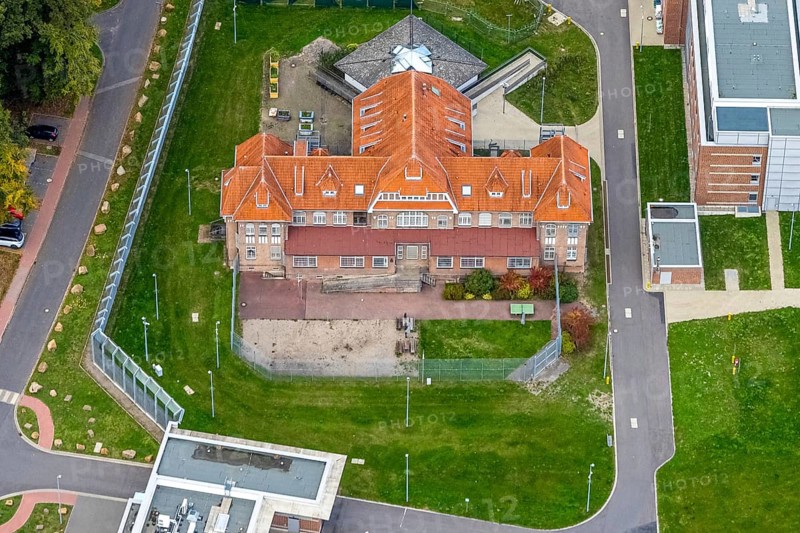 Aerial view, LVR-Klinik Bedburg-Hau, LVR-Klinik, Buchenallee, Hau, Bedburg-Hau, Lower Rhine, North Rhine-Westphalia, Germany