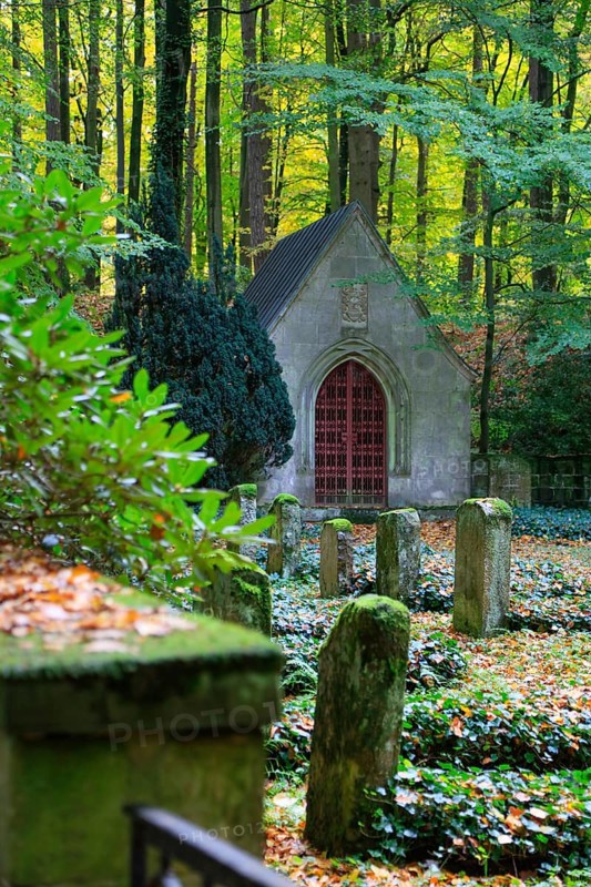 Forest cemetery of the Freiherr Knigge family in the Kniggeschen Forest of the Deister near Bredenbeck, municipality of Wennigsen, Hanover region, Lower Saxony, Germany