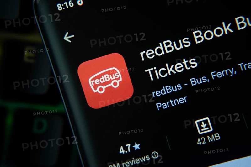 Dhaka, Bangladesh- 27 July 2025: RedBus app from Google Playstore is displayed on a smartphone screen