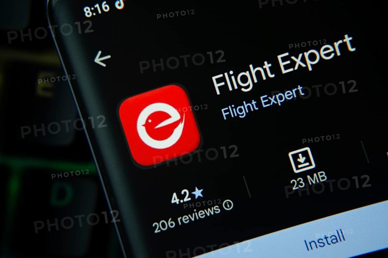 Dhaka, Bangladesh- 27 July 2025: Flight Expert app from Google Playstore is displayed on a smartphone screen