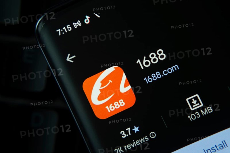 Dhaka, Bangladesh- 27 July 2025: 1688 app from Google Playstore is displayed on a smartphone screen