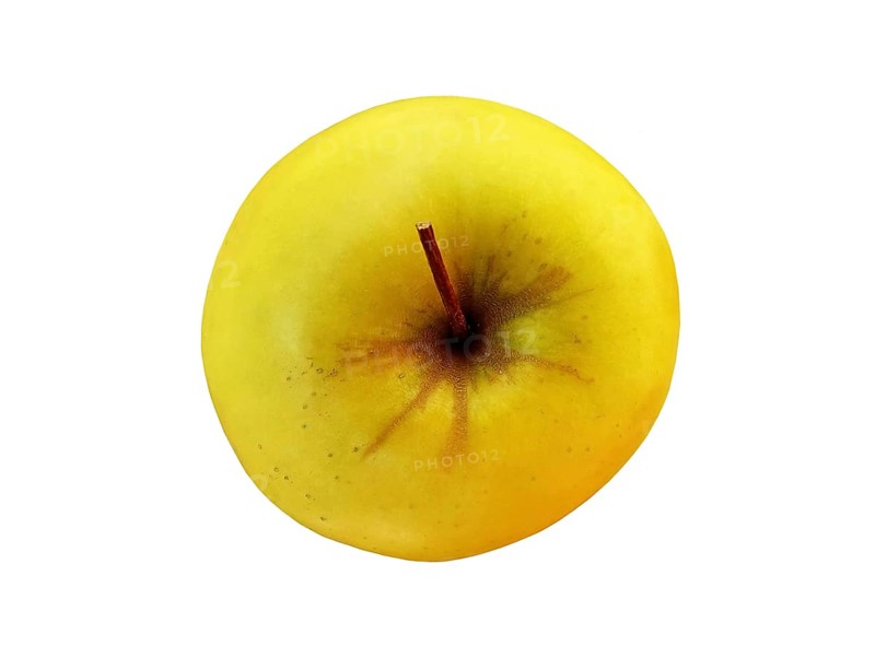 Golden juce sweet apple on white background