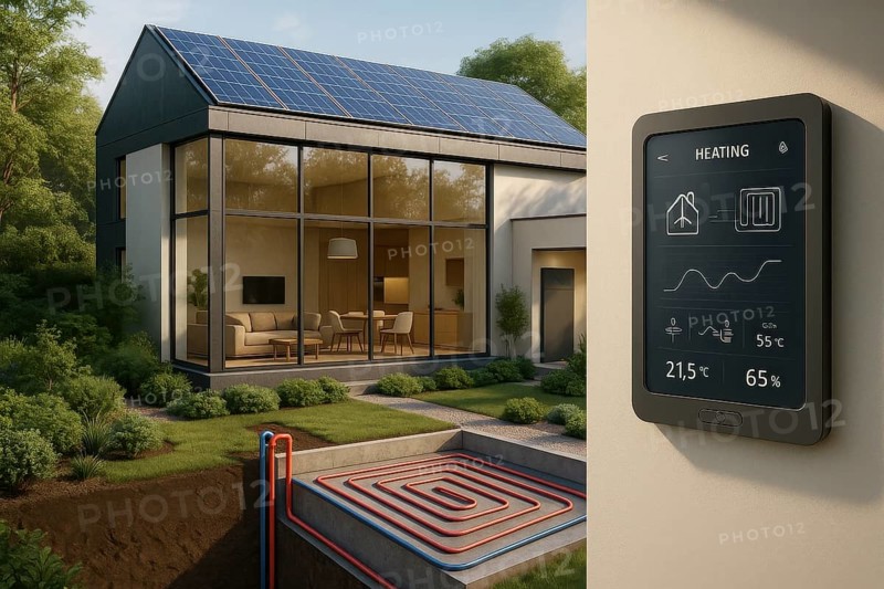 This image showcases a sustainable home with renewable energy solutions for a greener future, AI generated