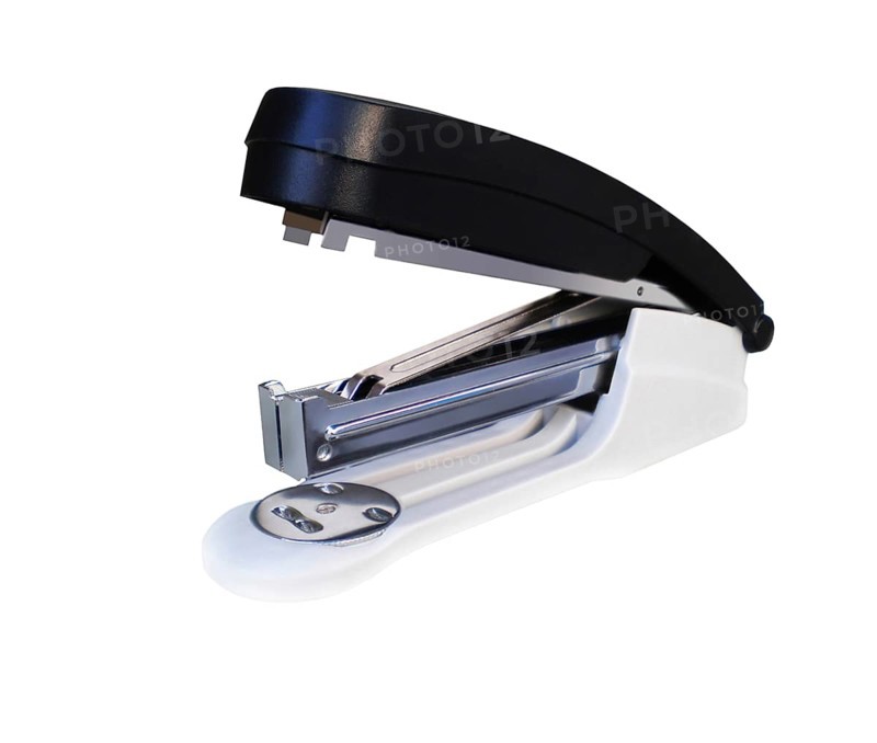 Black office stapler on a white background