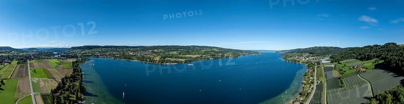 Untersee between Mammern and Eschenz, drone shot, Thurgau, Switzerland