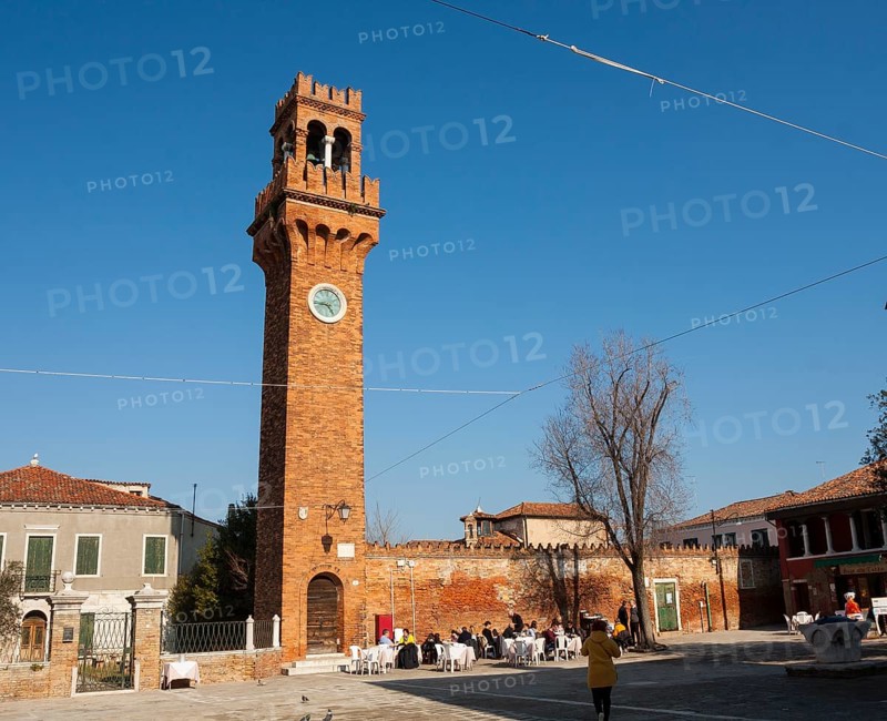 Clock tower on island Murano, Venice, Italy