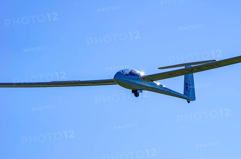 A Schempp-Hirth Nimbus 3MR motor glider, registration D-KERF, during a screening as part of an air show at the Rossfeld Air Sports Association on Rossfeld in Metzingen-Glems, Baden-Württemberg, Germany, for editorial use only