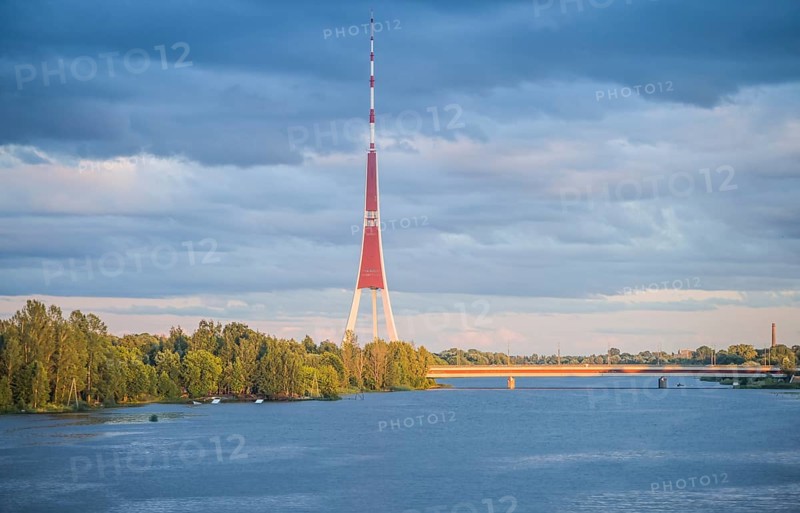 Television tower, river Düna, Riga, Latvia