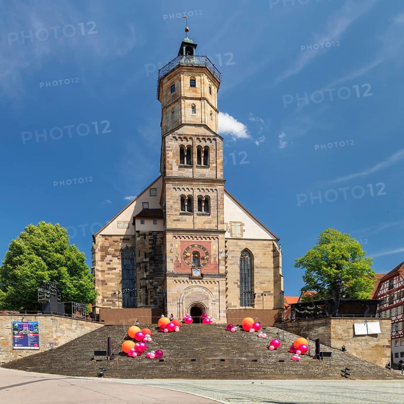 St. Michael church during the open-air games, Schwäbisch Hall, Hohenlohe, Baden-Württemberg, Germany, Schwäbisch Hall, Hohenlohe, Baden-Württemberg, Germany