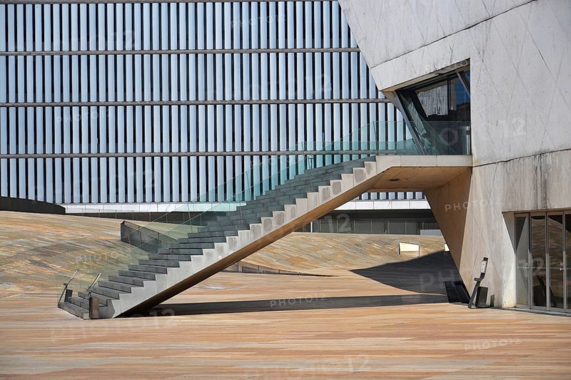 Architectural detail at the Casa da Musica concert hall by Rem Koolhaas in Porto, Portugal