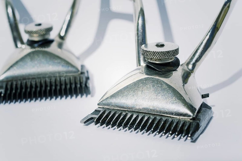 Old vintage hair clippers isolated on white background Prague Czech republic