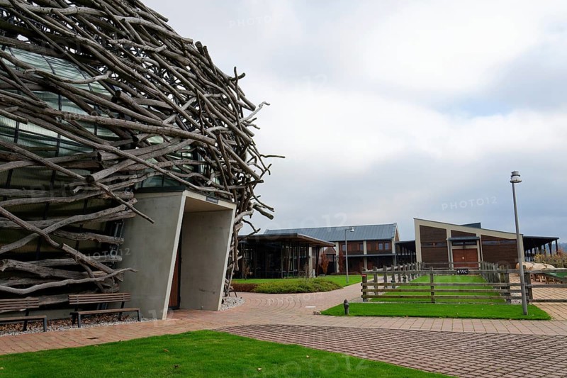 Capi hnizdo Storks Nest riding arena covered with wood resembling a giant birds nest on November 23, 2019 in Olbramovice, Czech Republic