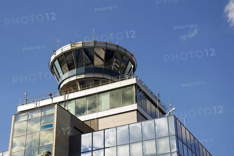 Air traffic control tower on airport in Prague, Czech Republic