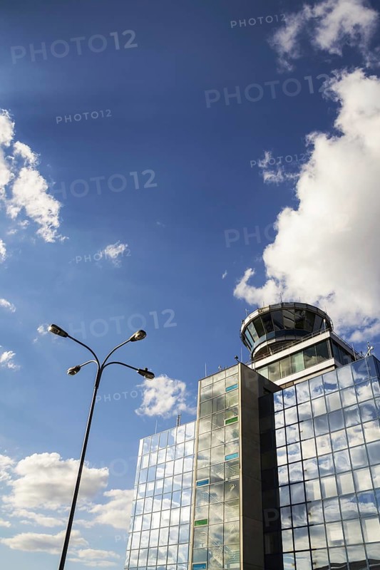Air traffic control tower on airport in Prague, Czech Republic