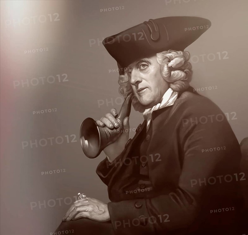 Portrait of James Hutton with an ear trumpet, 1726 – 1797, Scottish geologist, agriculturalist, chemical manufacturer, naturalist and physician, the Father of Modern Geology, digitally edited