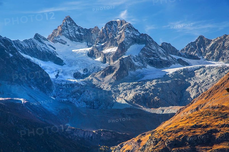 Autumn landscape on the Sunnegga with Zinalrothorn 4221m, Zermatt, Mattertal, Valais, Switzerland