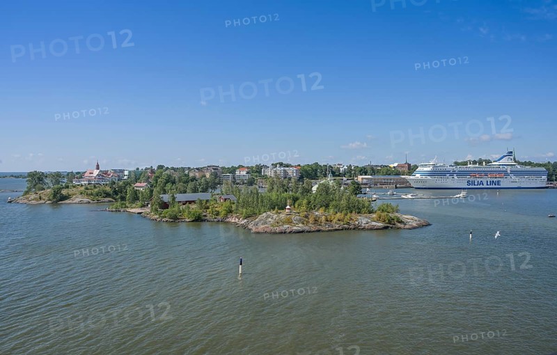 Luoto Klippan and Valkosaari islands, archipelago, port, Silja Line ferry, Helsinki, Finland