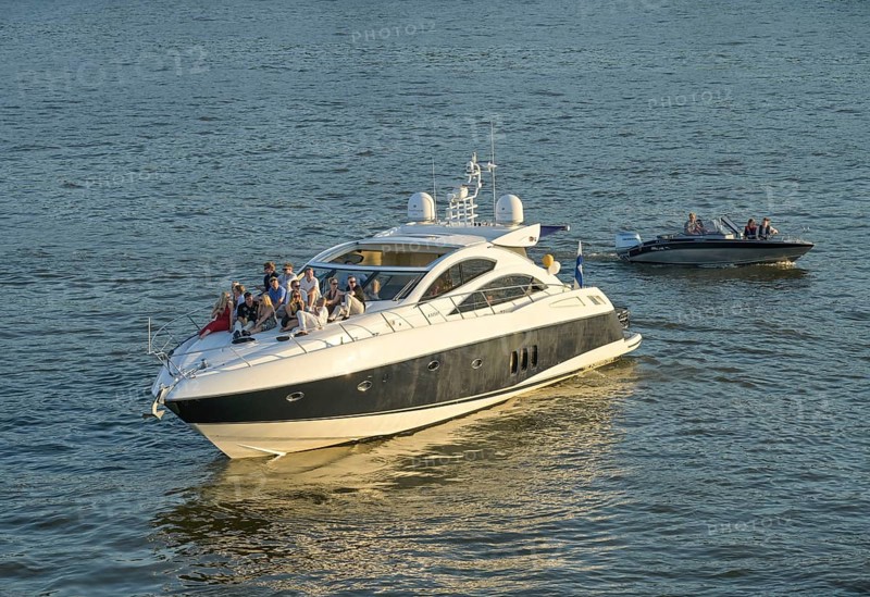Motor boat, people, leisure, harbor, Helsinki, Finland