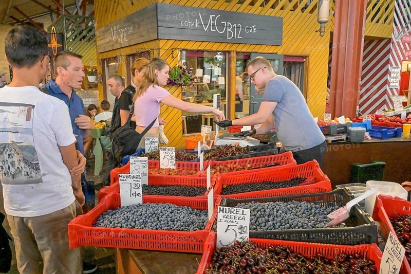 Blueberries, cherries and other fruits, Baltic Station market, Balti Jaama Turg, Kalamaja, Tallinn, Estonia
