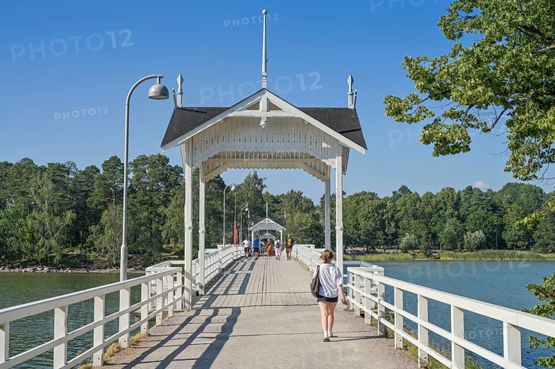 Wooden bridge, Seurasaari island, Helsinki, Finland