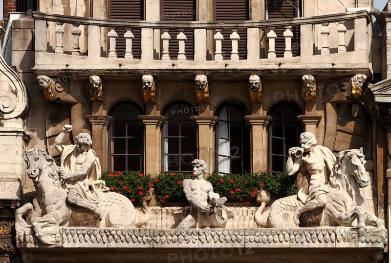 Baroque guild house of river boatmen (Le Cornett, the cornucopia) at the Grand Palace, Brussels, Belgium