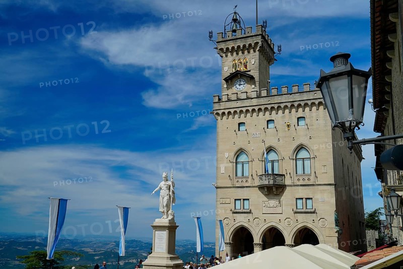 San Marino, Palazzo Pubblico, Piazza della Liberta, Statue of Liberty, Monte Titano, Republic of San Marino, Italy