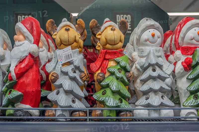 Wholesale market, selling Christmas figurines as early as October, Allgäu, Swabia, Bavaria, Germany