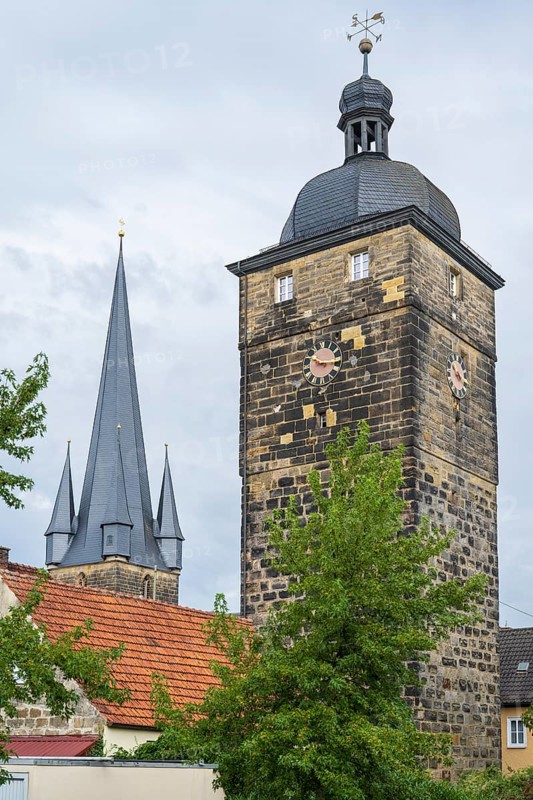 Oberer Torturm, Kronacher Torturm, Catholic Parish Church of the Assumption of Mary, Deutsche Korbstadt, Lichtenfels, Upper Franconia, Franconia, Bavaria, Germany
