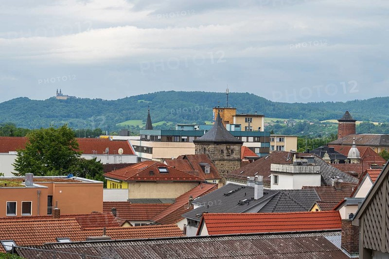 View of the town of Lichtenfels from above, Manz Abbey, Deutsche Korbstadt, Lichtenfels, Upper Franconia, Franconia, Bavaria, Germany