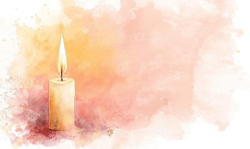 A candle is lit on a table with a pink background. The candle is the main focus of the image, and it creates a warm and cozy atmosphere. AI generated