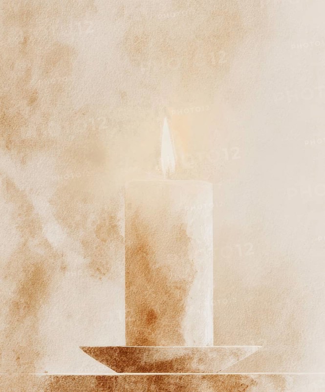 A candle is lit in a room with a brown background. The candle is the main focus of the image, and it creates a warm and cozy atmosphere. AI generated