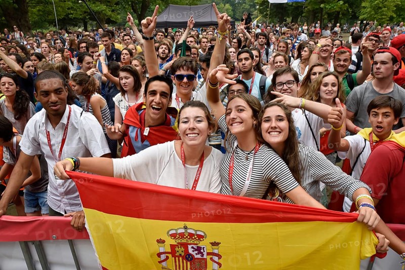 WROCLAW, POLAND - JULY 24, 2016: Playing pilgrims of the World Youth Day during open concert Mercy Fest. The concert is part of the Days in the Dioceses of World Youth Day