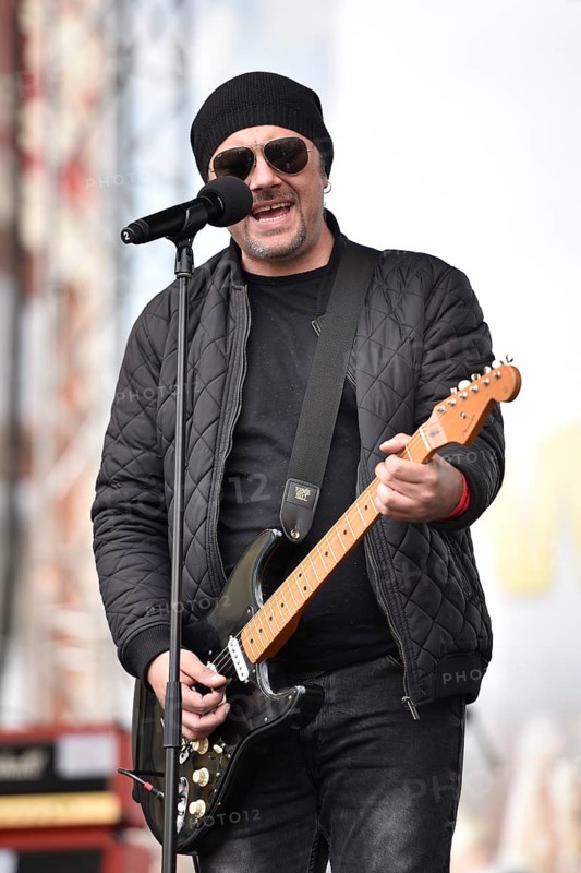 WROCLAW, POLAND - MAY 1, 2016: Sebastian Riedel during events Guitar Guinness World Record. Over 7 thousands guitarists achieve new Guiness Record playing Hey Joe by Jimi Hendrix