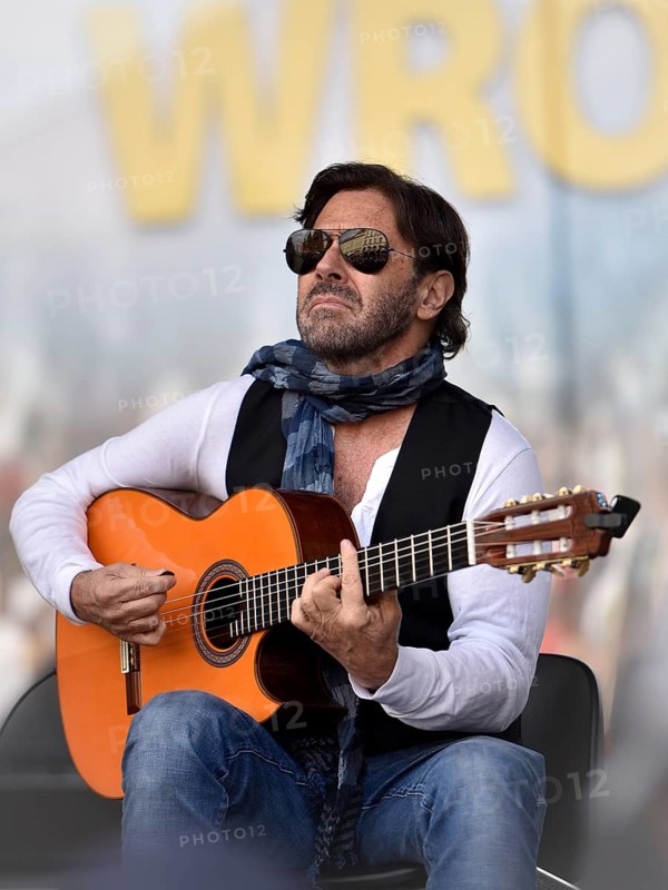 WROCLAW, POLAND - MAY 1, 2016: Al Di Meola during event Guitar Guinness World Record. Over 7 thousands guitarists achieve new Guiness Record playing Hey Joe by Jimi Hendrix