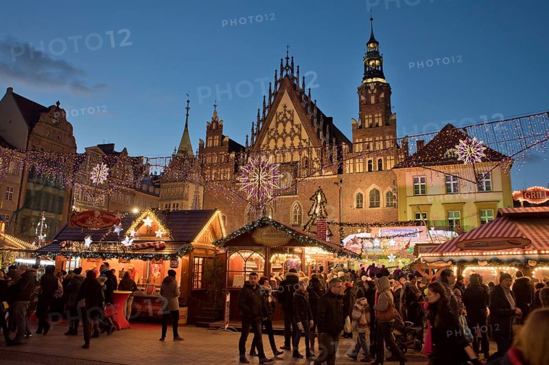 WROCLAW, POLAND - NOVEMBER 27: Christmas fair in front of town hall Wroclaw