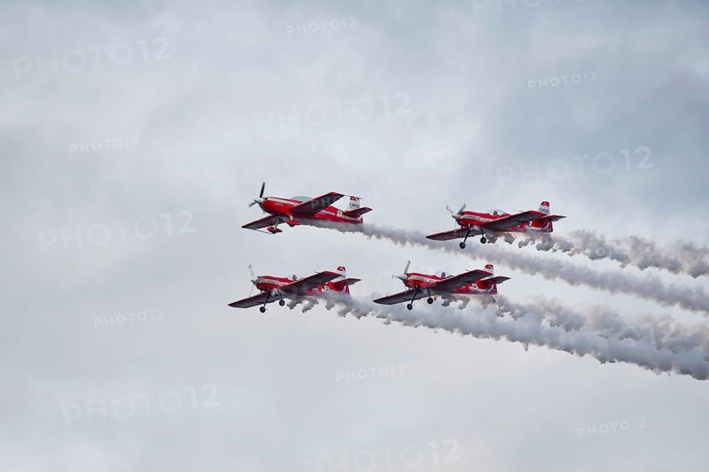 GDYNIA, POLAND - AUGUST 12, 2017: Acrobatic Group Zelazny (Iron) show during the air show Aerobaltic 2017